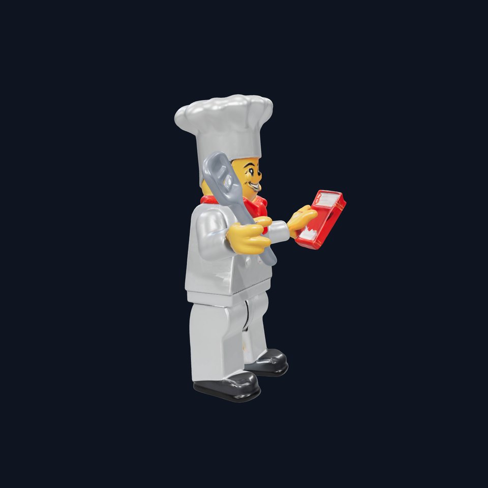 LegoStyle Chef Character Model  Fully Rigged and Animated